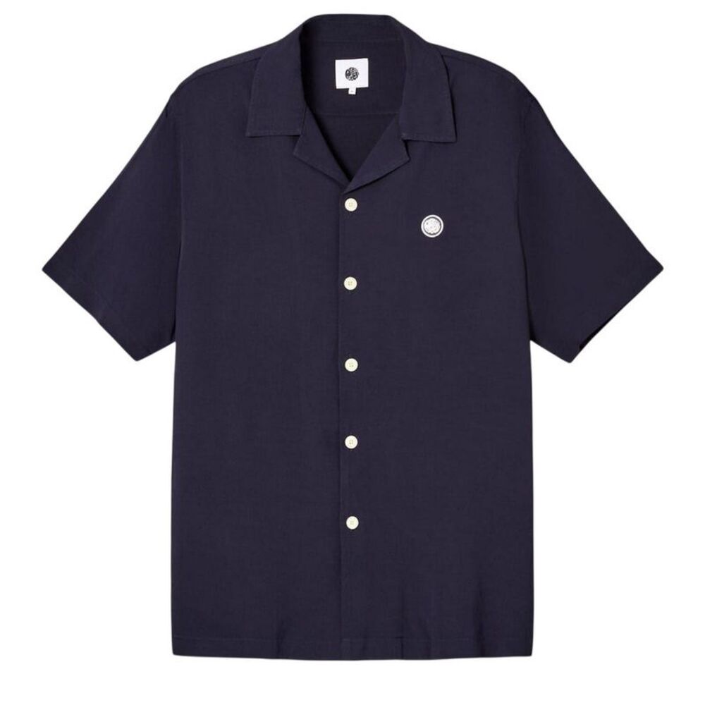 Pretty Green Mens Regular Short-Sleeved Shirt / Navy